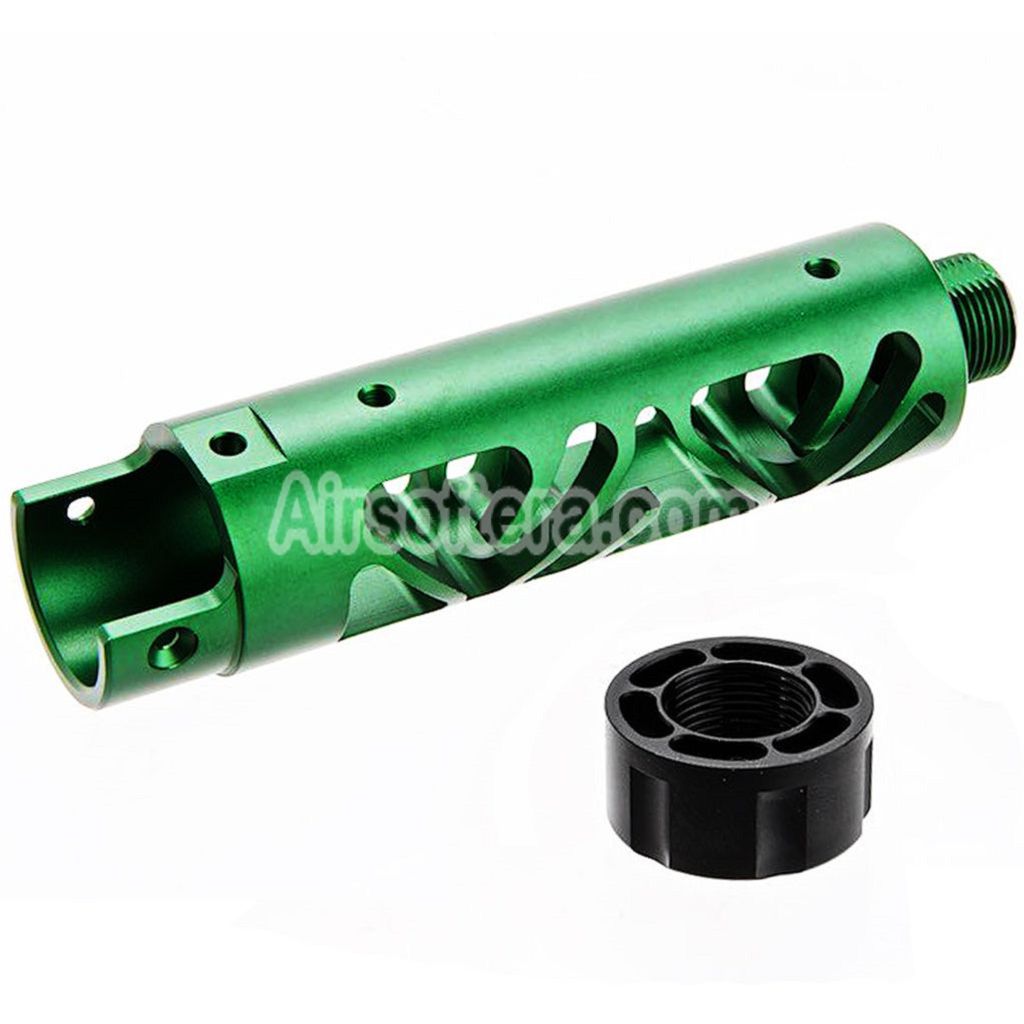 Narcos Airsoft CNC Aluminum Front Barrel Kit (Type 6) For Action Army AAP01 Series GBB Pistols Green