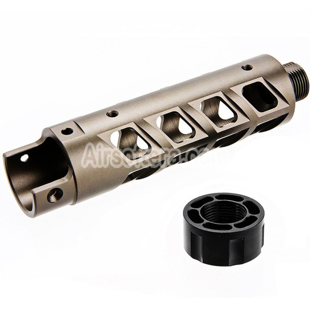 Narcos Airsoft CNC Aluminum Front Barrel Kit (Type 8) For Action Army AAP01 Series GBB Pistols Titanium Gray