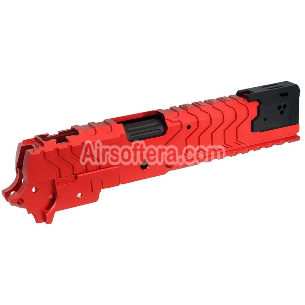 Airsoft 5KU CNC Aluminum Matrix Style Outer Barrel Middle Frame Slide Set For Tokyo Marui Hi-Capa Series GBB Pistols Red/Black