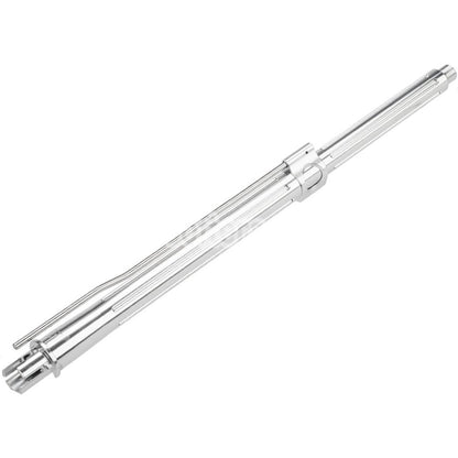 Airsoft APS EMG F1 16" Inches CNC Aluminum Straight Fluted Outer Barrel -14mm CCW Counter-Clockwise Thread For APS EMG F1 Falkor PER ASR Series M4 M16 AEG Rifles Silver