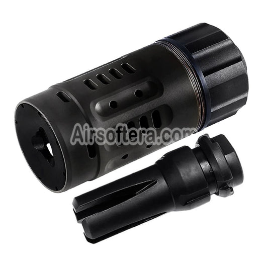 5KU Pyro Enhanced Muzzle Brake with 4-Prong Flash Hider -14mm CCW Counter-Clockwise Thread Black