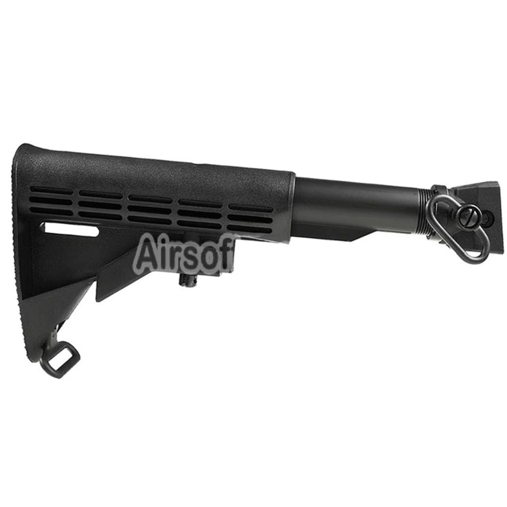 CYMA LE Style 6-Positions Retractable Stock with Stock Adaptor QD Sling Swivel Buffer Tube For AK Series AEG Rifles Airsoft Black