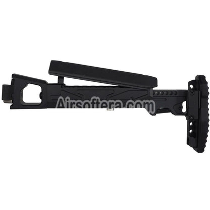 5KU KPYK Telescopic Folding Stock with Cheek Riser for GHK AK74 Series GBB Rifles Black - AirsoftEra