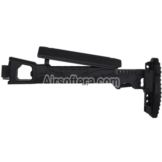 5KU KPYK Telescopic Folding Stock with Cheek Riser for GHK AK74 Series GBB Rifles Black - AirsoftEra
