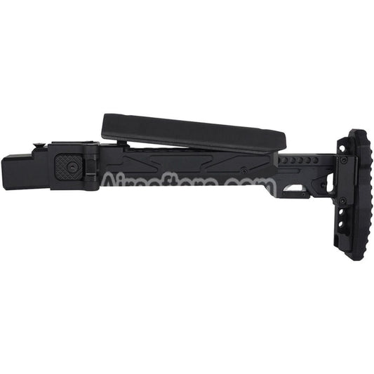 5KU KPYK Telescopic Folding Stock with Cheek Riser for GHK AKM V2 Series GBB Rifles Black - AirsoftEra