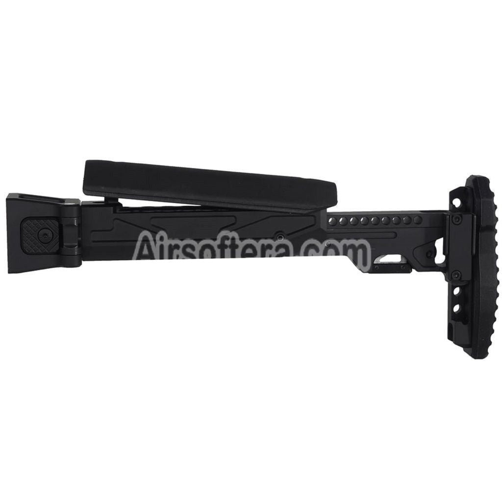 5KU KPYK Telescopic Folding Stock with Cheek Riser for Tokyo Marui AKM Series GBB Rifles Black - AirsoftEra