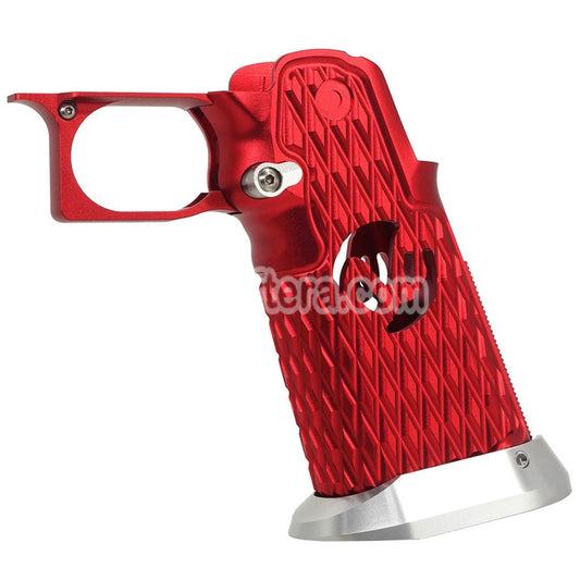 5KU CNC Aluminum Grip Type-6 For Tokyo Marui Hi-Capa 5.1 4.3 Series GBB Pistols Airsoft Red/Silver
