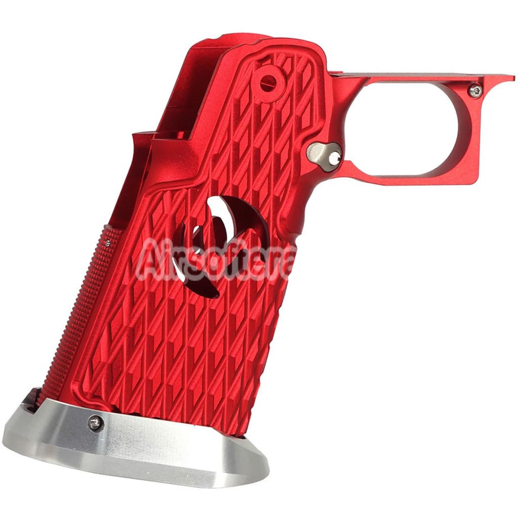 5KU CNC Aluminum Grip Type-6 For Tokyo Marui Hi-Capa 5.1 4.3 Series GBB Pistols Airsoft Red/Silver