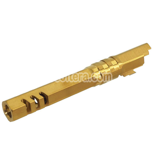 5KU 5 Inches Stainless Steel Hexagon Outer Barrel +11mm CW Suitable For Armorer Works WE (WE-TECH) Tokyo Marui Hi-Capa 5.1 Series GBB Pistols Airsoft Gold - AirsoftEra