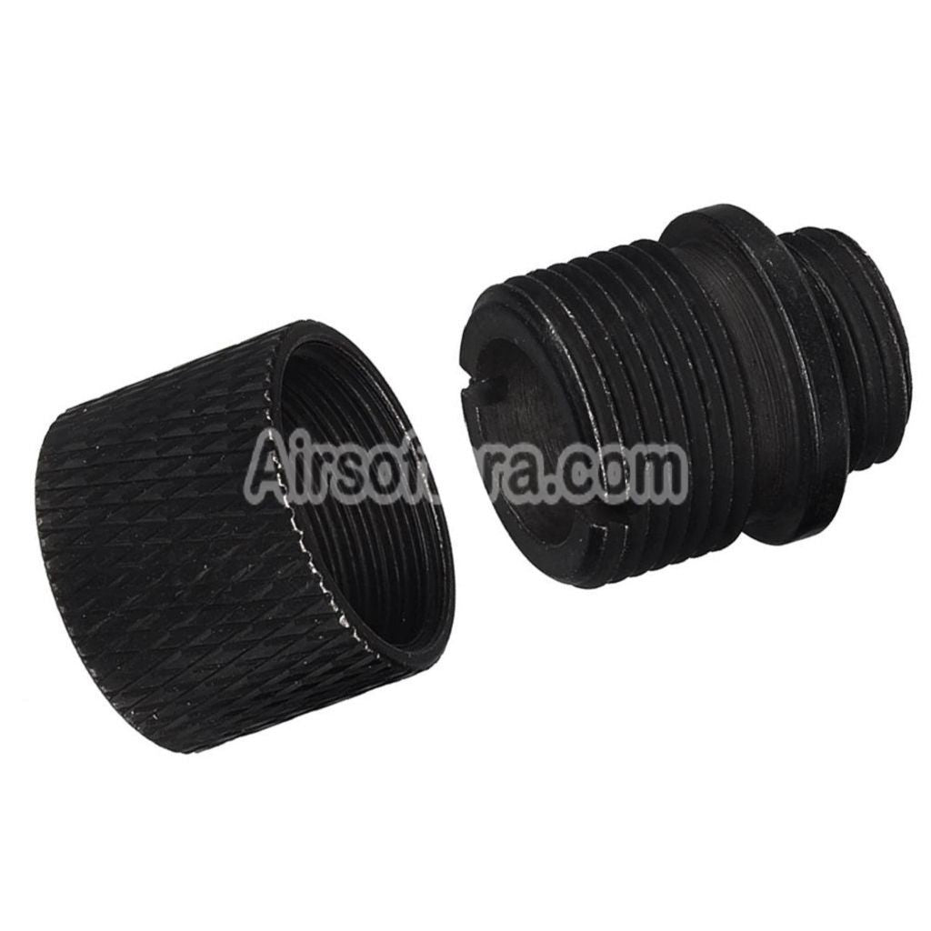 AirsoftEra Barrel Silencer Compensator Adapter with Thread Cover Protector Alloy Suitable For KSC M9 / WE Pistols +11mm CW Clockwise -14mm CCW Counter-Clockwise Thread - AirsoftEra