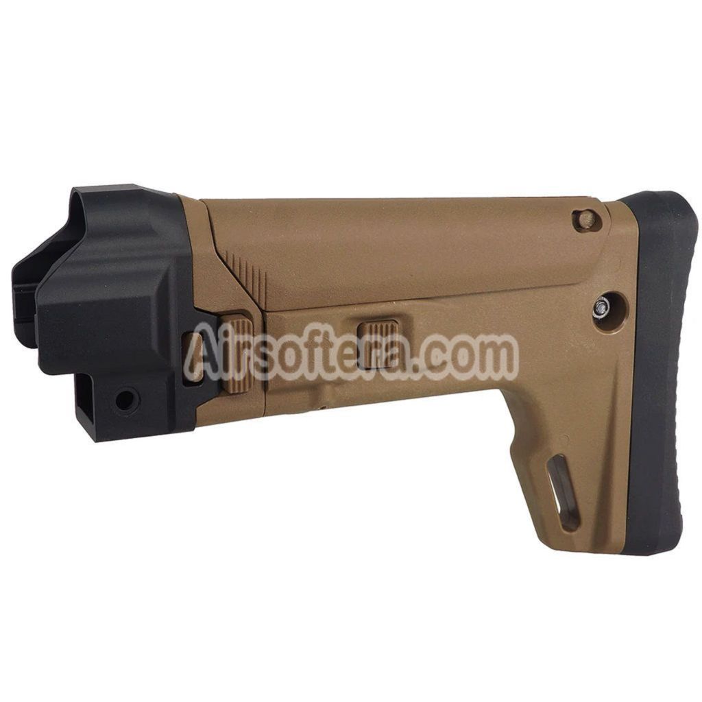 5KU ACR Style 7-Positions Side Folding Retractable Stock For CYMA MP5 Series AEG Rifles Airsoft Tan - AirsoftEra