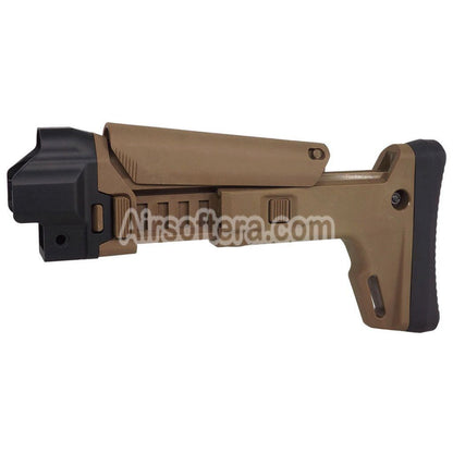 5KU ACR Style 7-Positions Side Folding Retractable Stock For CYMA MP5 Series AEG Rifles Airsoft Tan - AirsoftEra