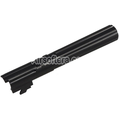 5KU 5 Inches Stainless Steel Straight Fluted Outer Barrel +11mm CW Suitable For Armorer Works WE (WE-TECH) Tokyo Marui Hi-Capa 5.1 Series GBB Pistols Airsoft Black - AirsoftEra