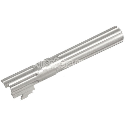5KU 5 Inches Stainless Steel Straight Fluted Outer Barrel +11mm CW Suitable For Armorer Works WE (WE-TECH) Tokyo Marui Hi-Capa 5.1 Series GBB Pistols Airsoft Silver - AirsoftEra