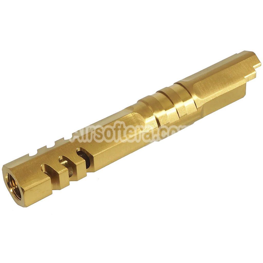 5KU 4.3 Inches Stainless Steel Hexagon Outer Barrel +11mm CW Suitable For Armorer Works WE (WE-TECH) Tokyo Marui Hi-Capa 4.3 Series GBB Pistols Airsoft Gold - AirsoftEra