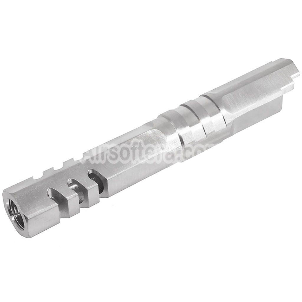 5KU 4.3 Inches Stainless Steel Hexagon Outer Barrel +11mm CW Suitable For Armorer Works WE (WE-TECH) Tokyo Marui Hi-Capa 4.3 Series GBB Pistols Airsoft Silver - AirsoftEra