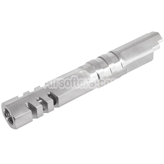 5KU 4.3 Inches Stainless Steel Hexagon Outer Barrel +11mm CW Suitable For Armorer Works WE (WE-TECH) Tokyo Marui Hi-Capa 4.3 Series GBB Pistols Airsoft Silver - AirsoftEra