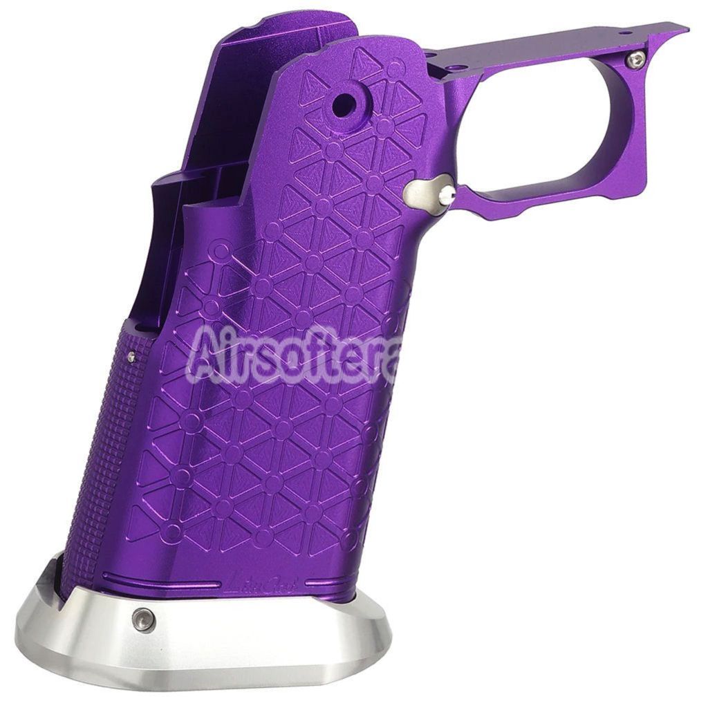 5KU CNC Aluminum Grip Type-8 For Tokyo Marui Hi-Capa 5.1 4.3 Series GBB Pistols Airsoft Purple/Silver - AirsoftEra