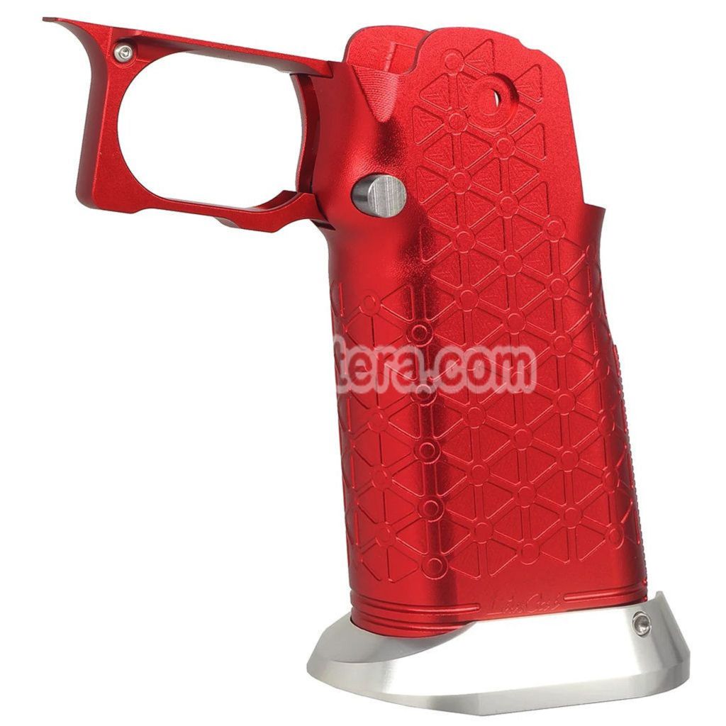 5KU CNC Aluminum Grip Type-8 For Tokyo Marui Hi-Capa 5.1 4.3 Series GBB Pistols Airsoft Red/Silver - AirsoftEra