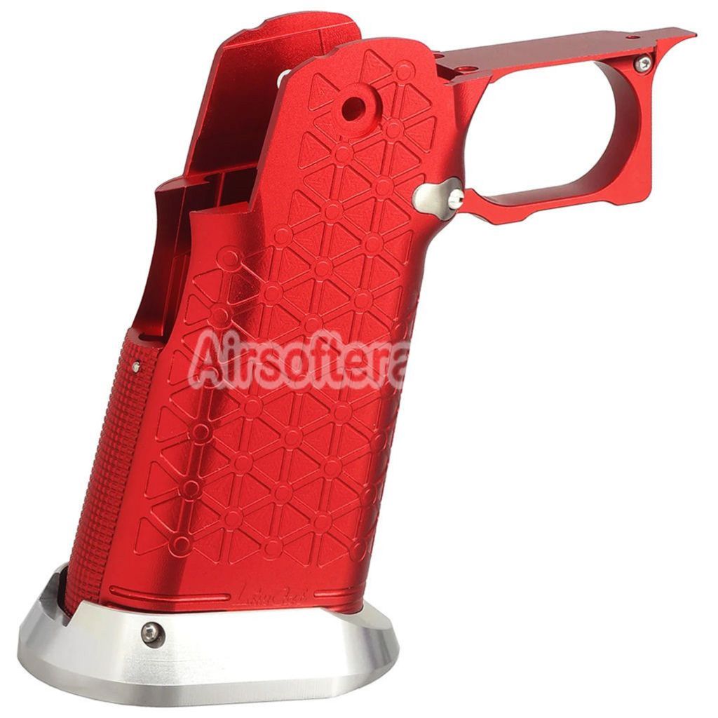 5KU CNC Aluminum Grip Type-8 For Tokyo Marui Hi-Capa 5.1 4.3 Series GBB Pistols Airsoft Red/Silver - AirsoftEra