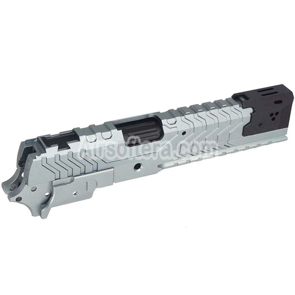5KU CNC Aluminum Matrix Style Outer Barrel Middle Frame Slide Set Suitable For Tokyo Marui Hi-Capa Series GBB Pistols Airsoft Grey/Black - AirsoftEra