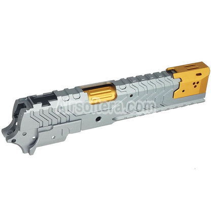 5KU CNC Aluminum Matrix Style Outer Barrel Middle Frame Slide Set Suitable For Tokyo Marui Hi-Capa Series GBB Pistols Airsoft Grey/Gold - AirsoftEra