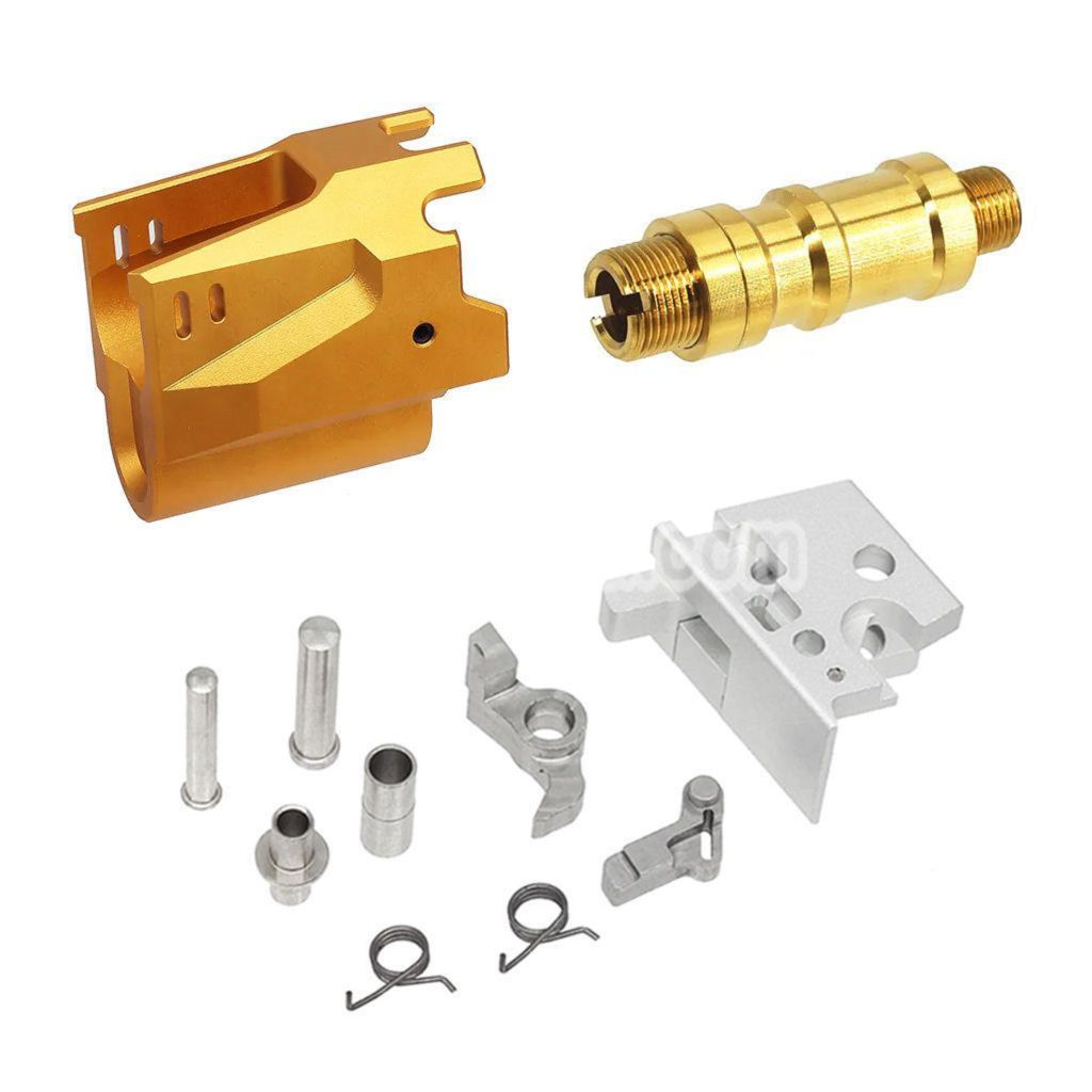 5KU CNC Aluminum Matrix Style Outer Barrel Middle Frame Slide Set Suitable For Tokyo Marui Hi-Capa Series GBB Pistols Airsoft Grey/Gold - AirsoftEra