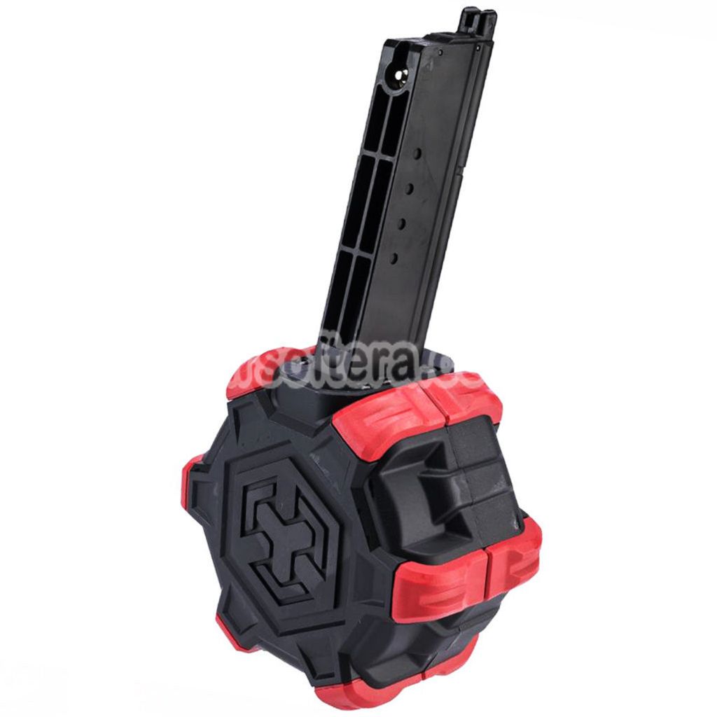 Airsoft Armorer Works AW Custom 350rd Gas Adaptive Drum Magazine for Armorer Works AW / WE (WE-TECH) Desert Eagle GBB Pistol Black/Red