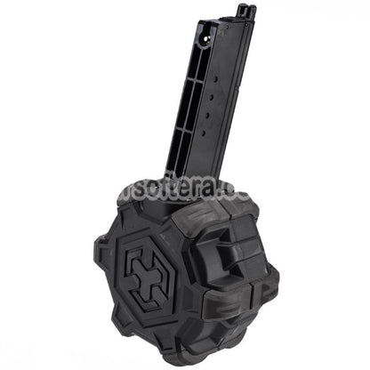 Armorer Works AW カスタム 350rd ガスアダプティブドラムマガジン WE AP APACHE MP5 シリーズ GBB ライフル用 ブラック/グリーン