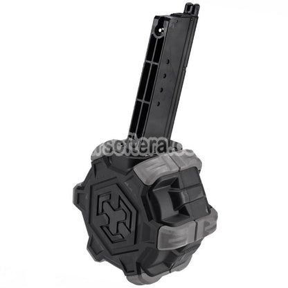 Armorer Works AW カスタム 350rd ガスアダプティブドラムマガジン WE AP APACHE MP5 シリーズ GBB ライフル用 ブラック/グリーン