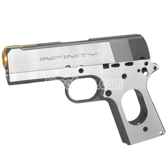Bomber Airsoft CNC Aluminum SVI Infinity Tiki Style Barrel Slide Frame Kit Set For Tokyo Marui V10 Series GBB Pistols Silver - AirsoftEra