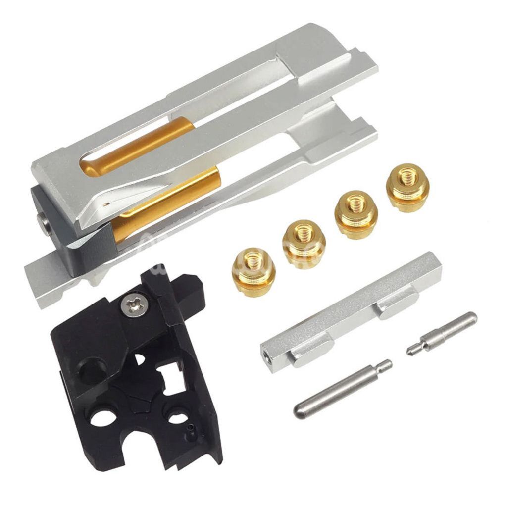 Bomber Airsoft CNC Aluminum SVI Infinity Tiki Style Barrel Slide Frame Kit Set For Tokyo Marui V10 Series GBB Pistols Silver - AirsoftEra