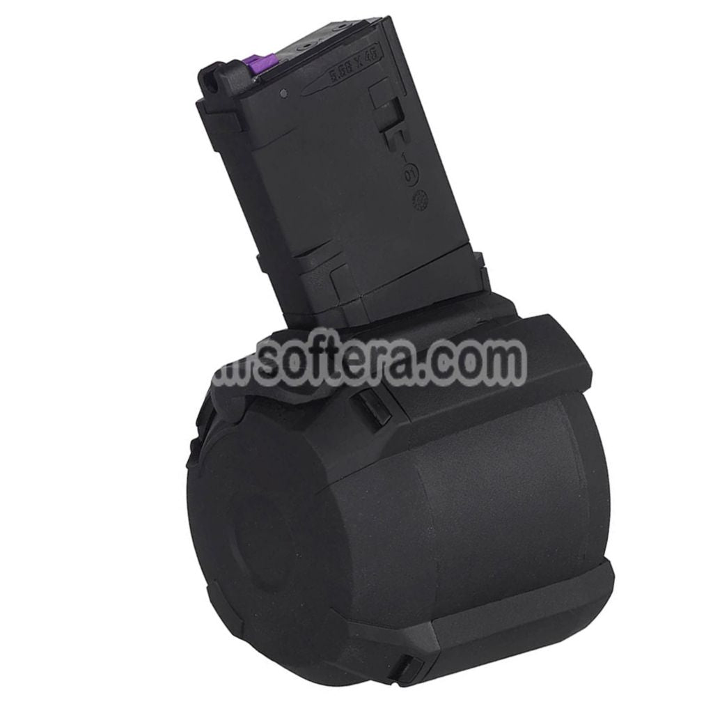 CYMA 500rd Electric Sound Control Winding Gas Drum Magazine Suitable For CYMA CGS Tokyo Marui M4 Series MWS GBB Rifles Airsoft Black - AirsoftEra