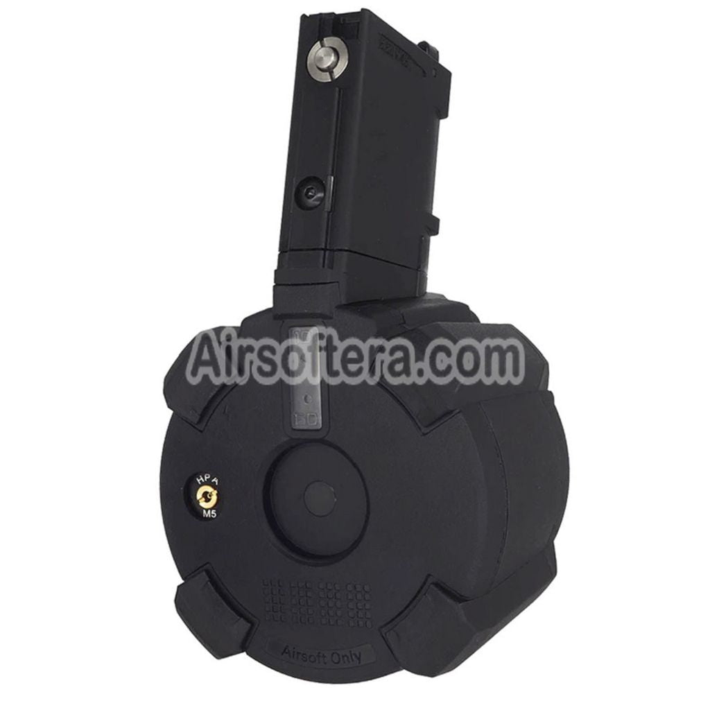 CYMA 500rd Electric Sound Control Winding Gas Drum Magazine Suitable For CYMA CGS Tokyo Marui M4 Series MWS GBB Rifles Airsoft Black - AirsoftEra