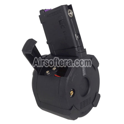CYMA 500rd Electric Sound Control Winding Gas Drum Magazine Suitable For CYMA CGS Tokyo Marui M4 Series MWS GBB Rifles Airsoft Black - AirsoftEra
