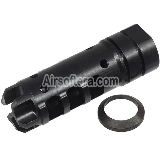 5KU 65mm LANTAC Dragon Style DGN762B Flash Hider Suitable For -14mm CCW Counter-Clockwise Thread Black
