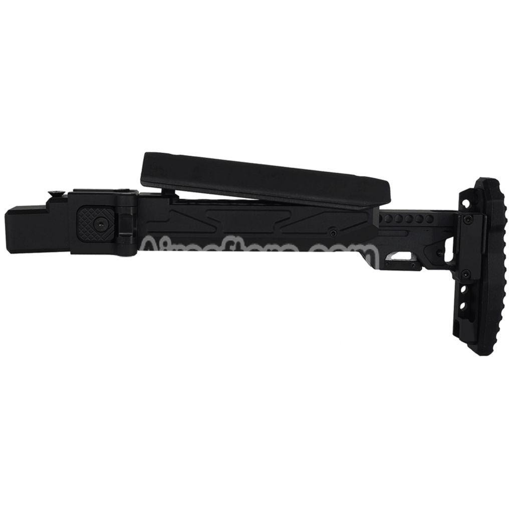 5KU KPYK Telescopic Folding Stock with Cheek Riser for GHK AKM V3 Series GBB Rifles Black - AirsoftEra