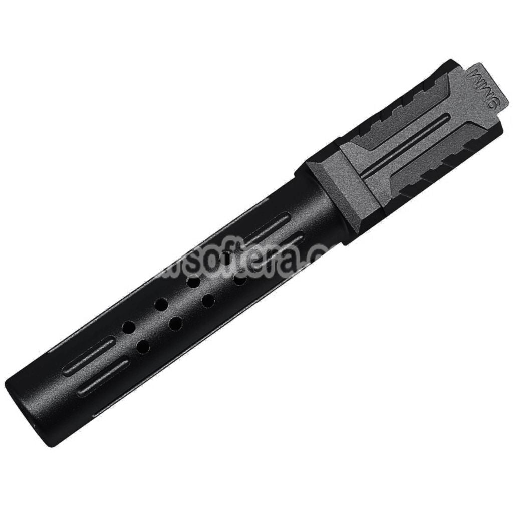 5KU CNC Aluminum BRA Style Ported Outer Barrel For Umarex / VFC G19 Gen.3 Series GBB Pistols Airsoft Black - AirsoftEra