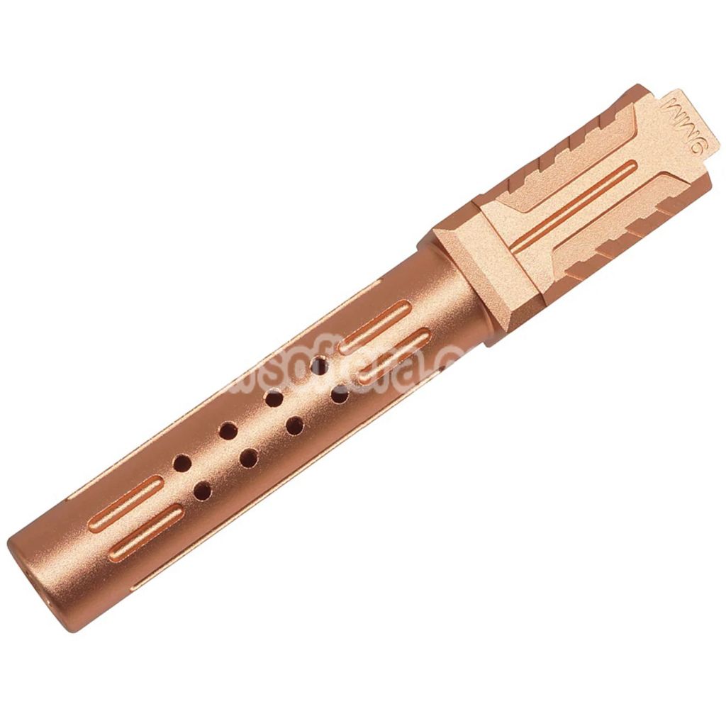 5KU CNC Aluminum BRA Style Ported Outer Barrel For Umarex / VFC G19 Gen.3 Series GBB Pistols Airsoft Gold - AirsoftEra