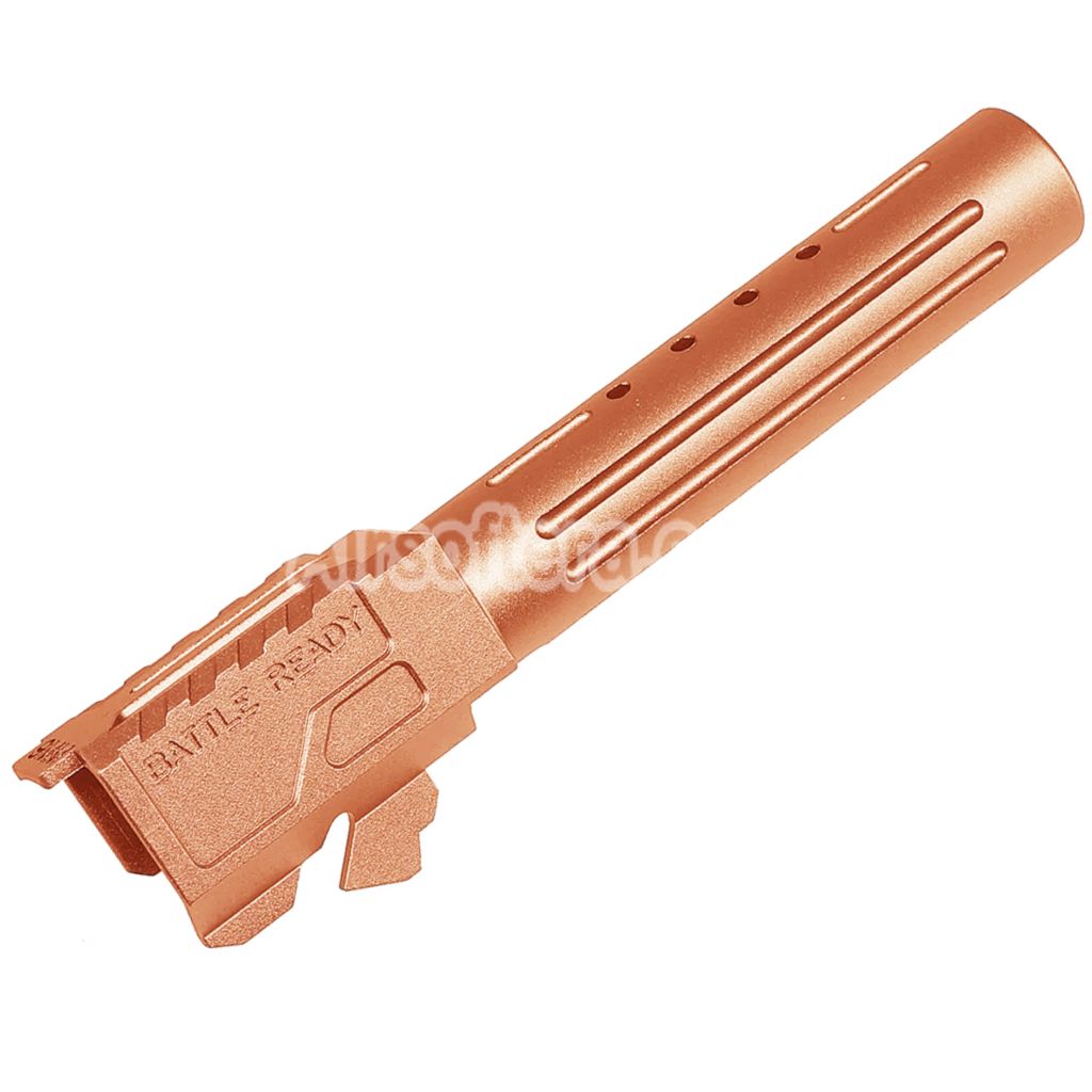 5KU CNC Aluminum BRA Style Ported Outer Barrel For Umarex / VFC G19 Gen.3 Series GBB Pistols Airsoft Gold - AirsoftEra