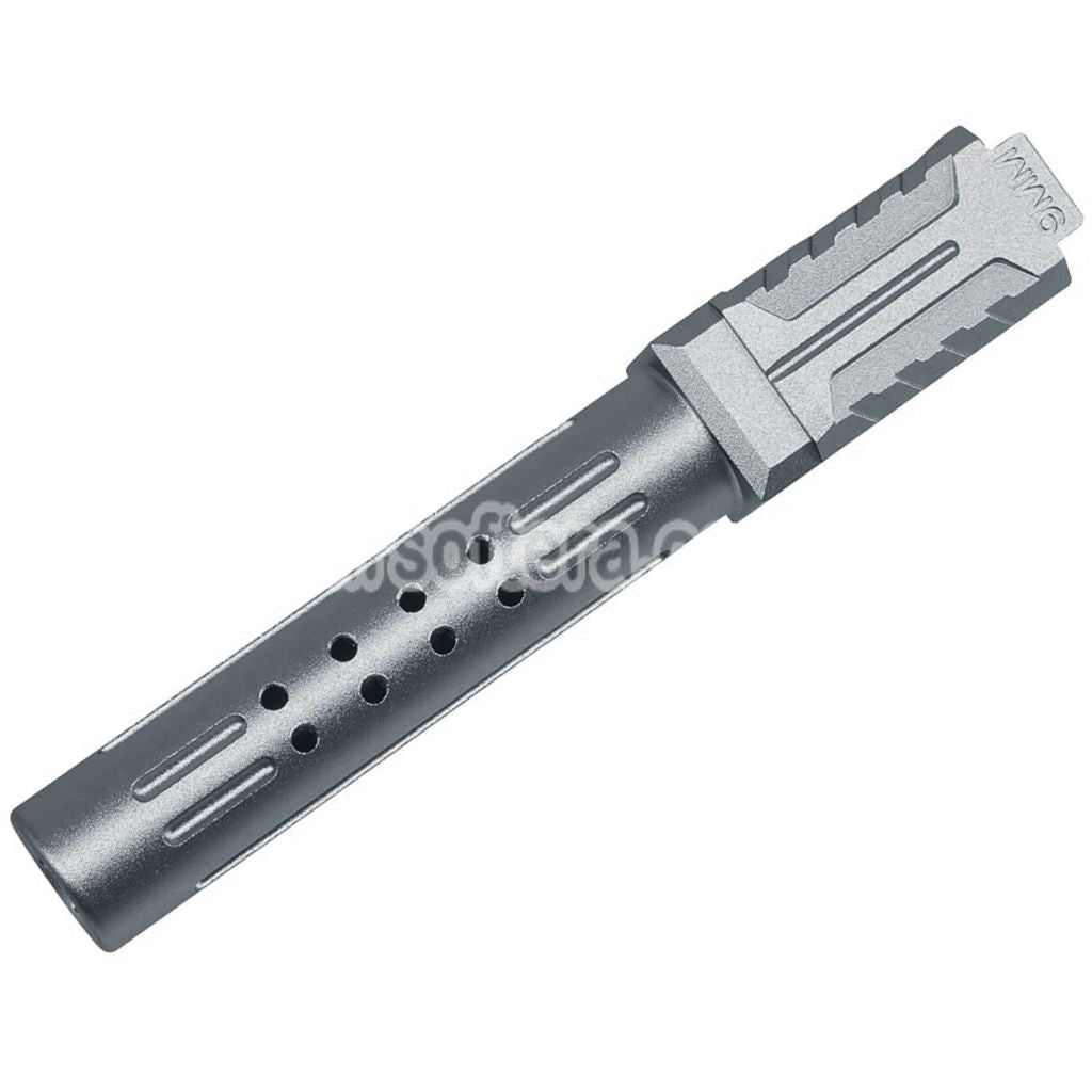 5KU CNC Aluminum BRA Style Ported Outer Barrel For Umarex / VFC G19 Gen.3 Series GBB Pistols Airsoft Titanium Grey