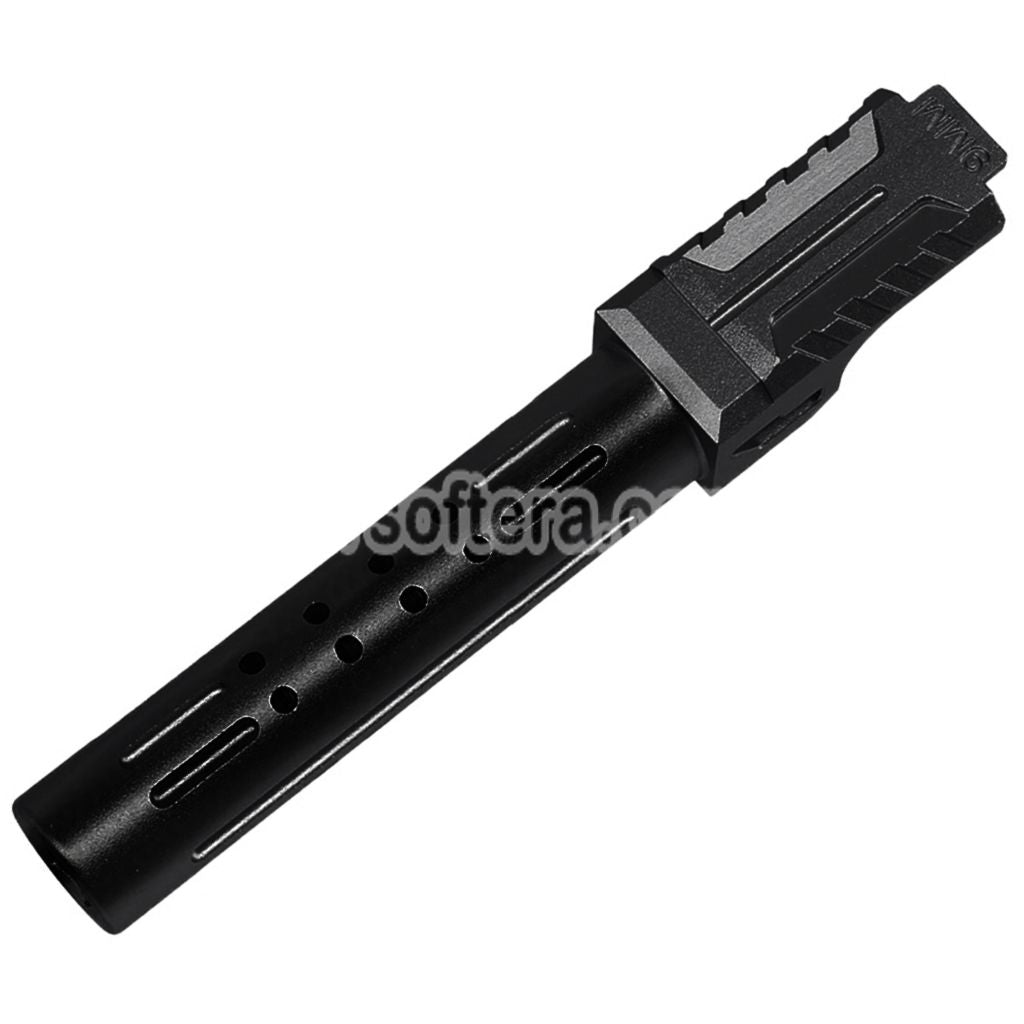 5KU CNC Aluminum BRA Style Ported Outer Barrel For Tokyo Marui G19 Gen.3 Series GBB Pistols Airsoft Black