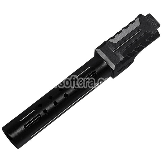 5KU CNC Aluminum BRA Style Ported Outer Barrel For Tokyo Marui G19 Gen.3 Series GBB Pistols Airsoft Black