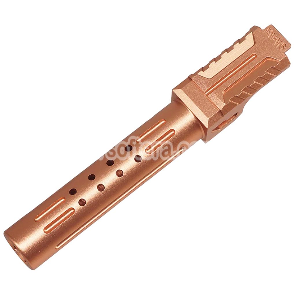 5KU CNC Aluminum BRA Style Ported Outer Barrel For Tokyo Marui G19 Gen.3 Series GBB Pistols Airsoft Gold
