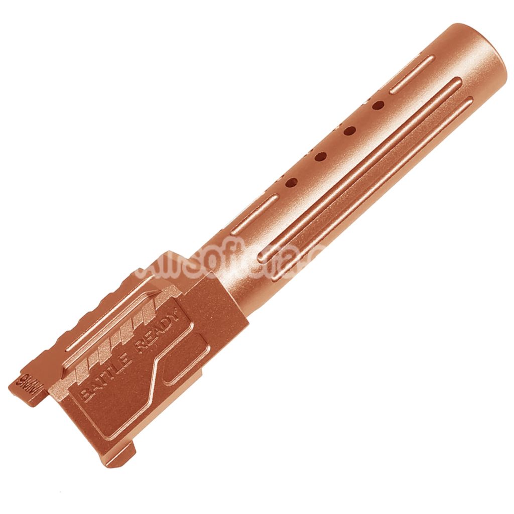 5KU CNC Aluminum BRA Style Ported Outer Barrel For Tokyo Marui G19 Gen.3 Series GBB Pistols Airsoft Gold