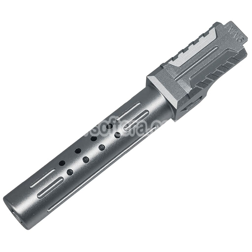 5KU CNC Aluminum BRA Style Ported Outer Barrel For Tokyo Marui G19 Gen.3 Series GBB Pistols Airsoft Titanium Grey