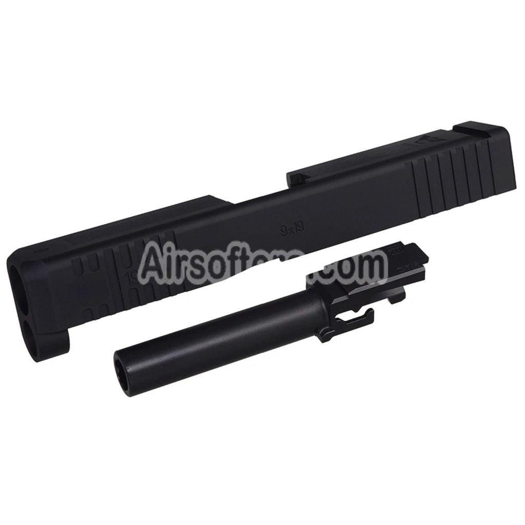 Bomber Airsoft CNC Aluminum Wilson Combat Style Slide Barrel Set For Tokyo Marui G19 Gen4 Series GBB Pistols Black - AirsoftEra