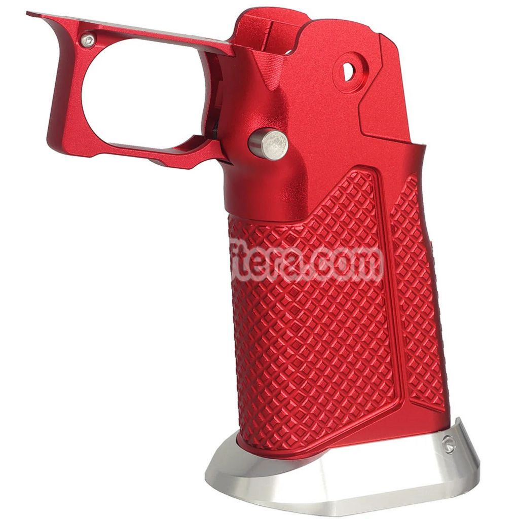5KU CNC Aluminum Grip Type-10 For Tokyo Marui Hi-Capa 5.1 4.3 Series GBB Pistols Airsoft Red/Silver