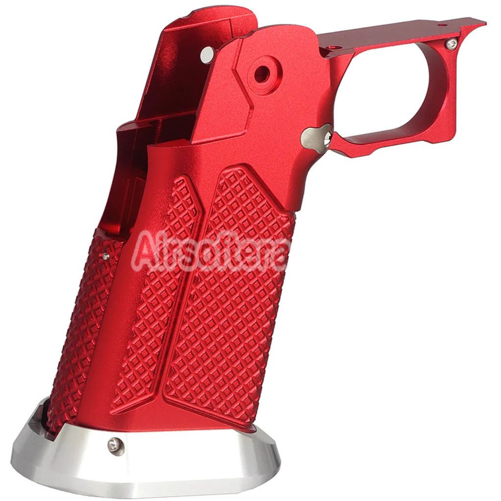 5KU CNC Aluminum Grip Type-10 For Tokyo Marui Hi-Capa 5.1 4.3 Series GBB Pistols Airsoft Red/Silver