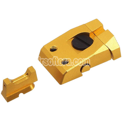 5KU CNC Aluminum Optic Fiber Front Sight Adjustable Rear Sight For KJ Works ASG CZ Shadow2 Series GBB Pistols Airsoft Gold